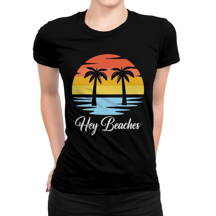 Beach Retro Sunset Summer Enistle Hey Beaches Women T-shirt