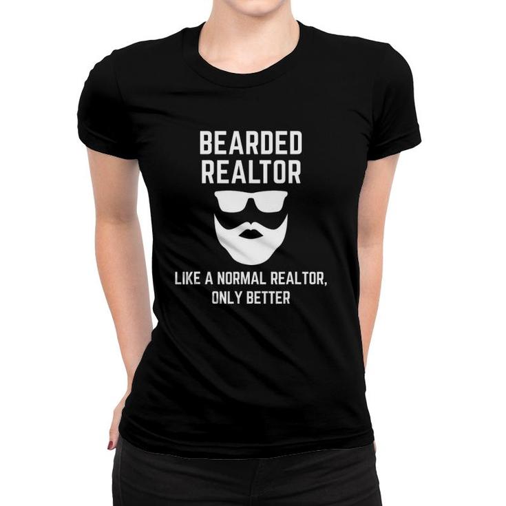 Bearded Realtor Definition Funny Male Real Estate Agent Women T-shirt