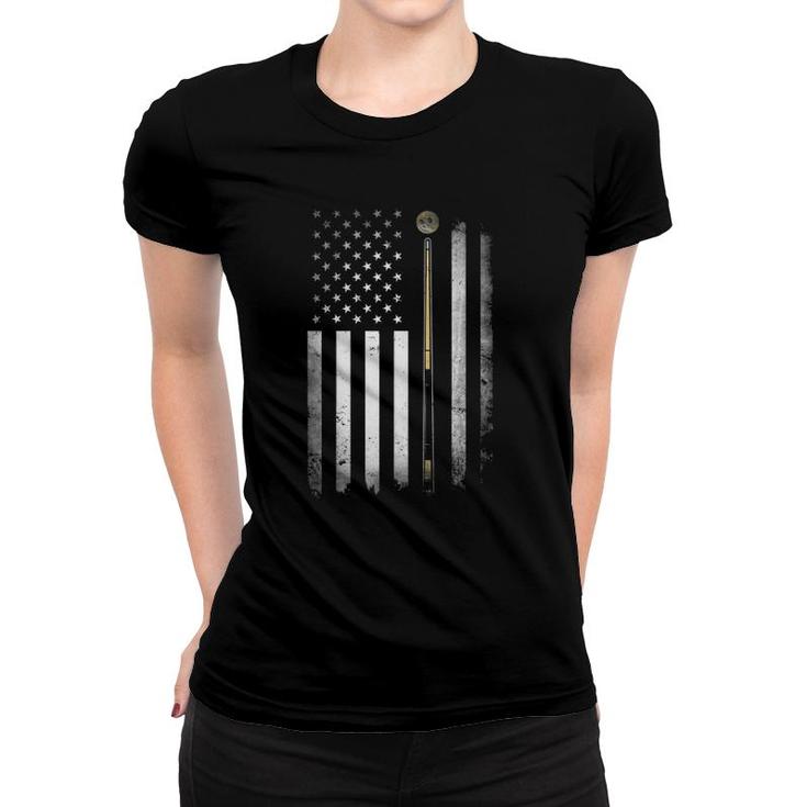 Billiards Pool Player Table Usa Us American Flag Women T-shirt