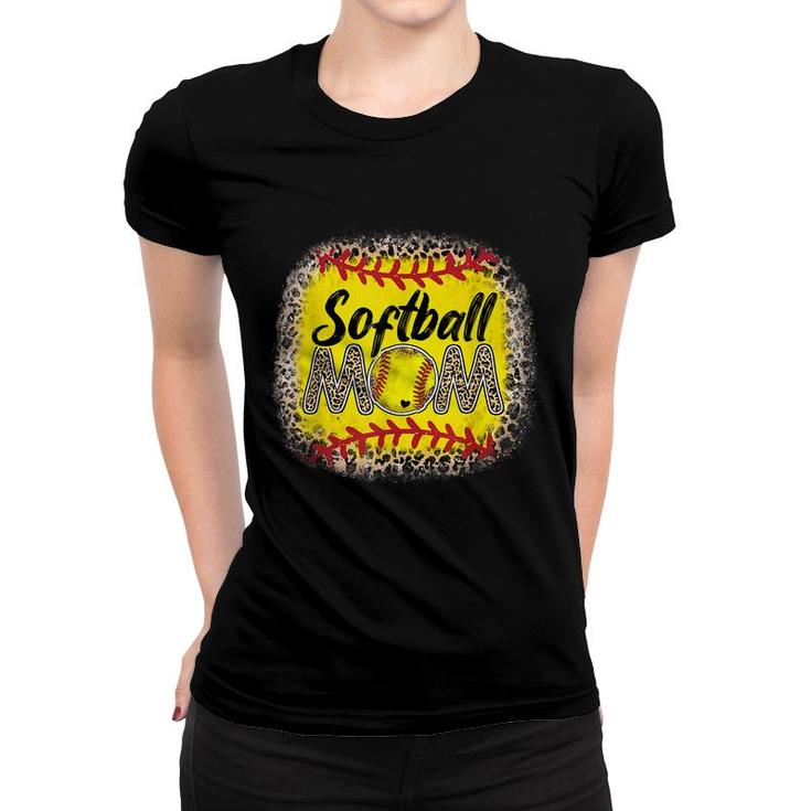Bleached Softball Mom Leopard Baseball Mom Mothers Day 2022  Women T-shirt