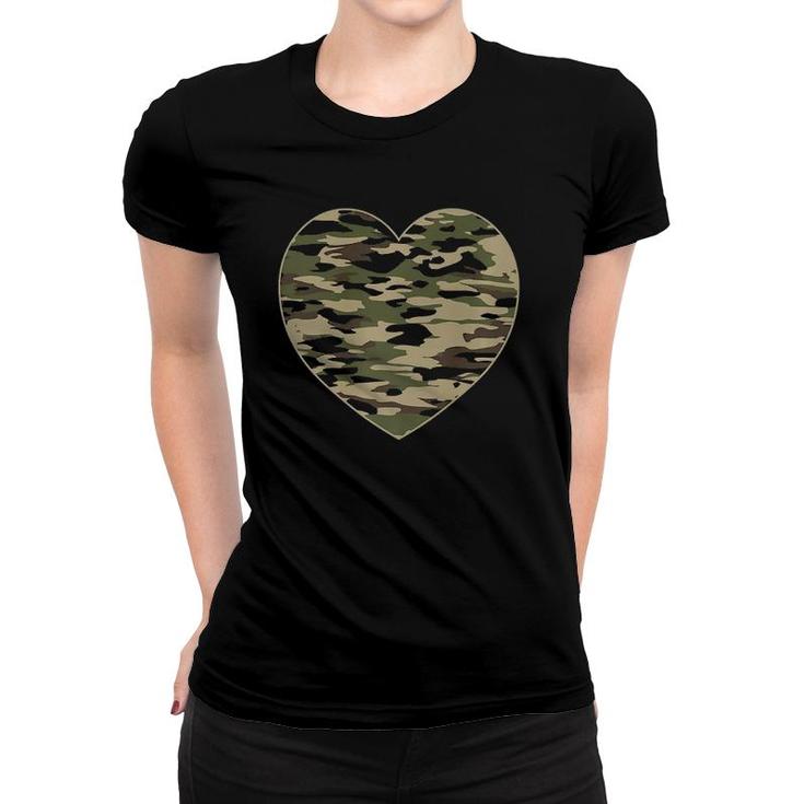 Camo Heart Valentines Day Camoflauge Military Tactical  Women T-shirt