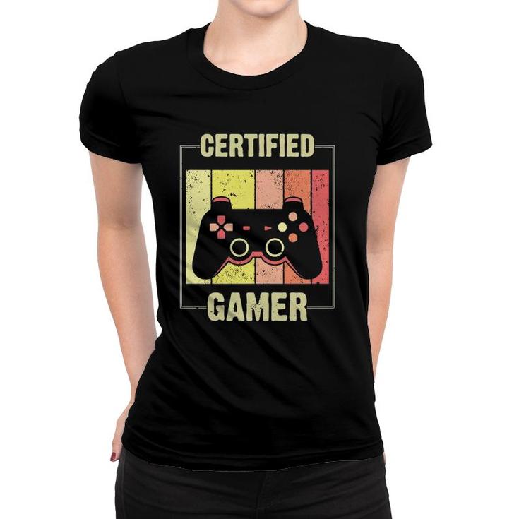 Certified Gamer Retro Funny Video Games Gaming Boys Girls  Women T-shirt
