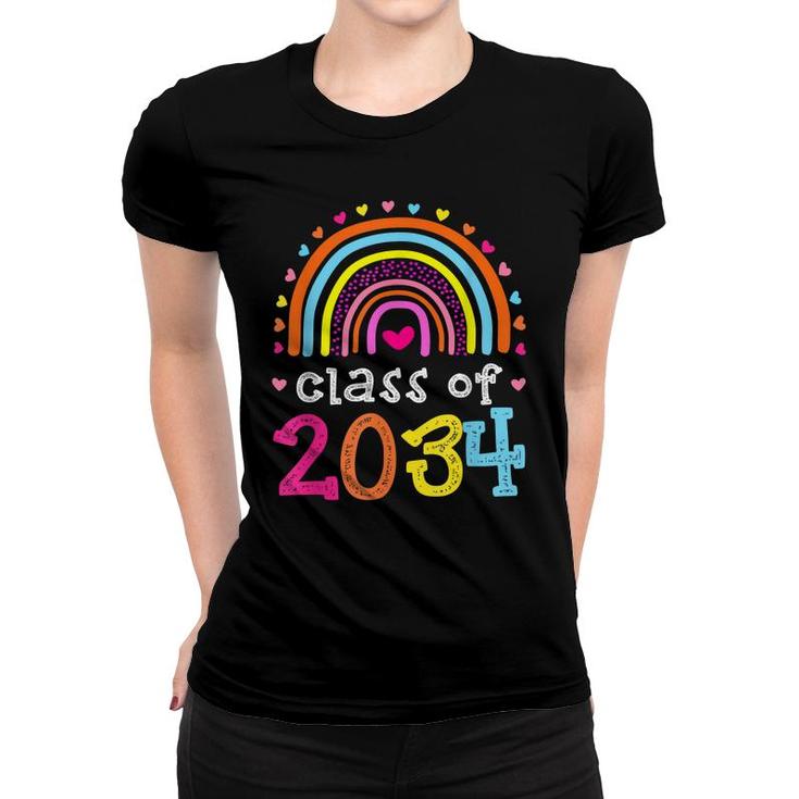 Class Of 2034 Rainbow Pink Graduate Preschool Kindergarten  Women T-shirt