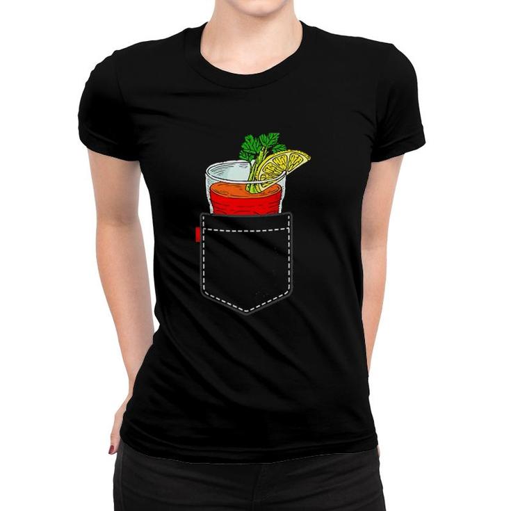Cocktail To Go In Chest Pocket Bloody Mary Women T-shirt