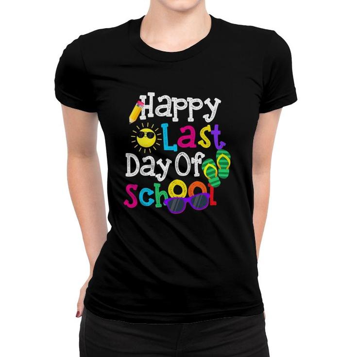 Cute Gift Teacher Boys Girls Kids Happy Last Day Of School Women T-shirt