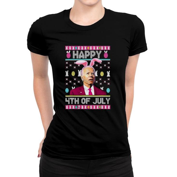 Cute Joe Biden Happy 4Th Of July Confused Easter Biden Bunny Women T-shirt