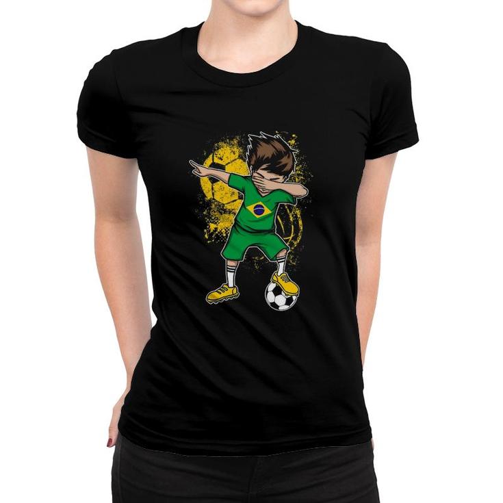 Dabbing Boy Brazil Soccer  Jersey Brasil Football Tee Women T-shirt