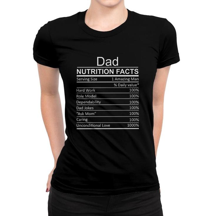 Dad Nutrition Facts Funny New Letters Women T-shirt