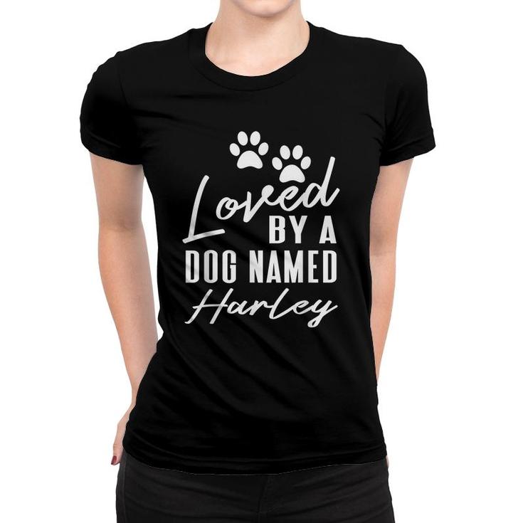 Dog Name Harley Gift Pet Lover Puppy Paw Print  Women T-shirt