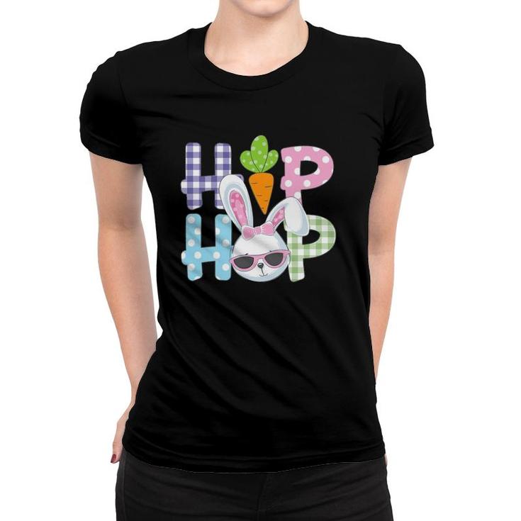 Easter  For Women Girls Hip Hop Plaid Polkadot Bunny Women T-shirt