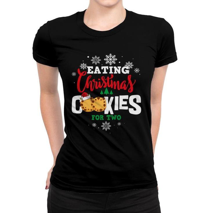 Eating Xmas Cookies For Two Mommy Pregnancy Christmas Women T-shirt