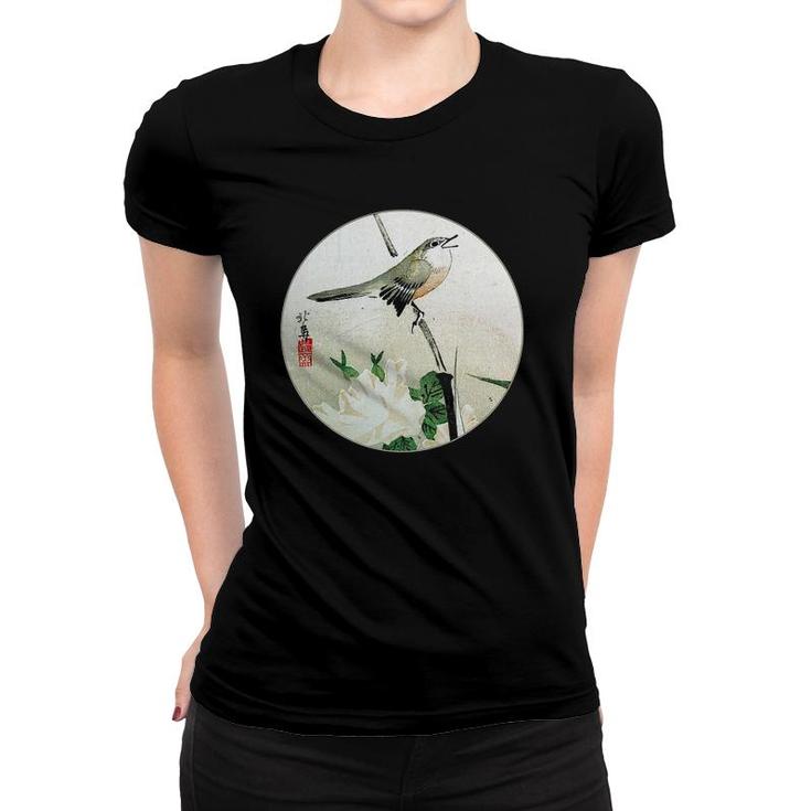 Famous Vintage Japanese Woodblock Art Roses And Nightingale Women T-shirt