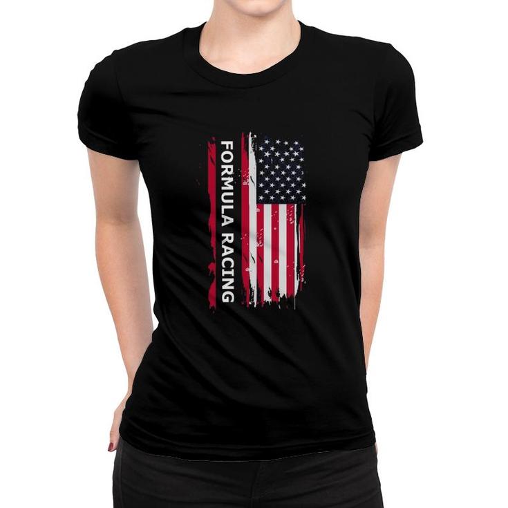 Formula Racing Motorsport American Flag Women T-shirt