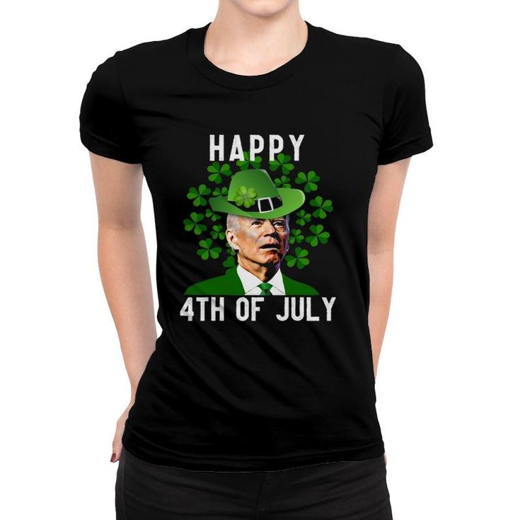Funny Joe Biden Happy 4Th Of July Confused St Patricks Day Women T-shirt