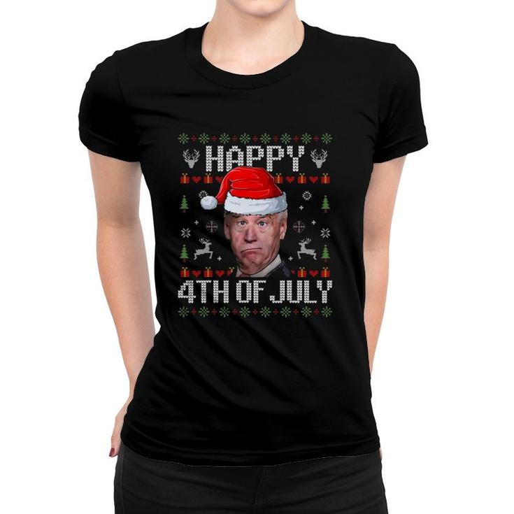 Funny Santa Joe Biden Happy 4Th Of July Ugly Christmas Xmas Women T-shirt