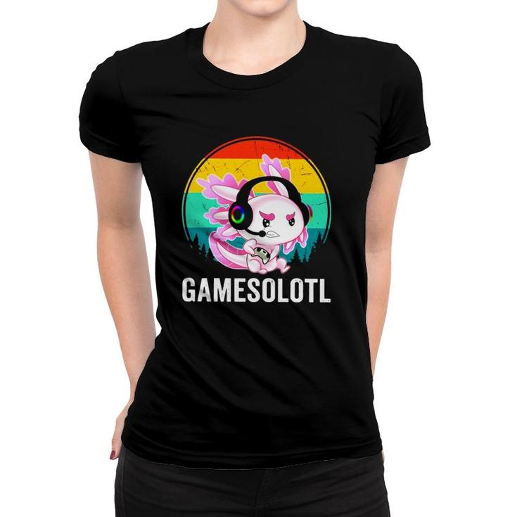 Gamesolotl Kawaii Adorable Retro Axolotl Video Game Lover Gift Women T-shirt