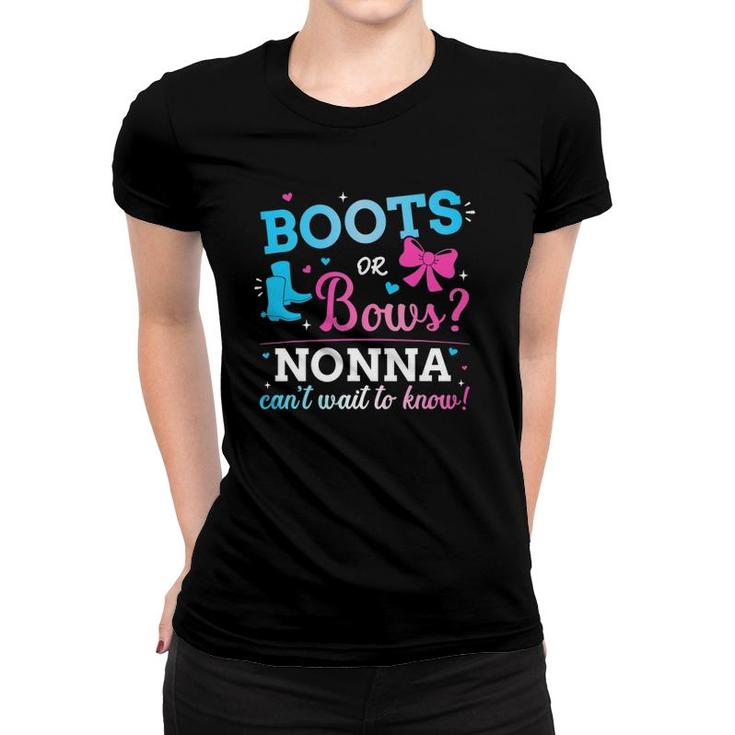 Gender Reveal Boots Or Bows Nonna Matching Baby Party Women T-shirt