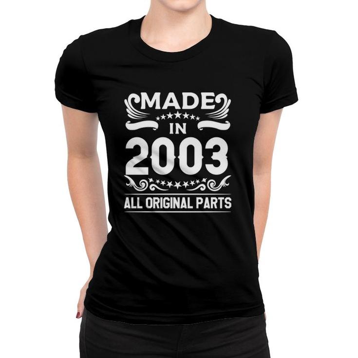 Gift For 19 Years Old Vintage Made In 2003 19Th Birthday Women T-shirt