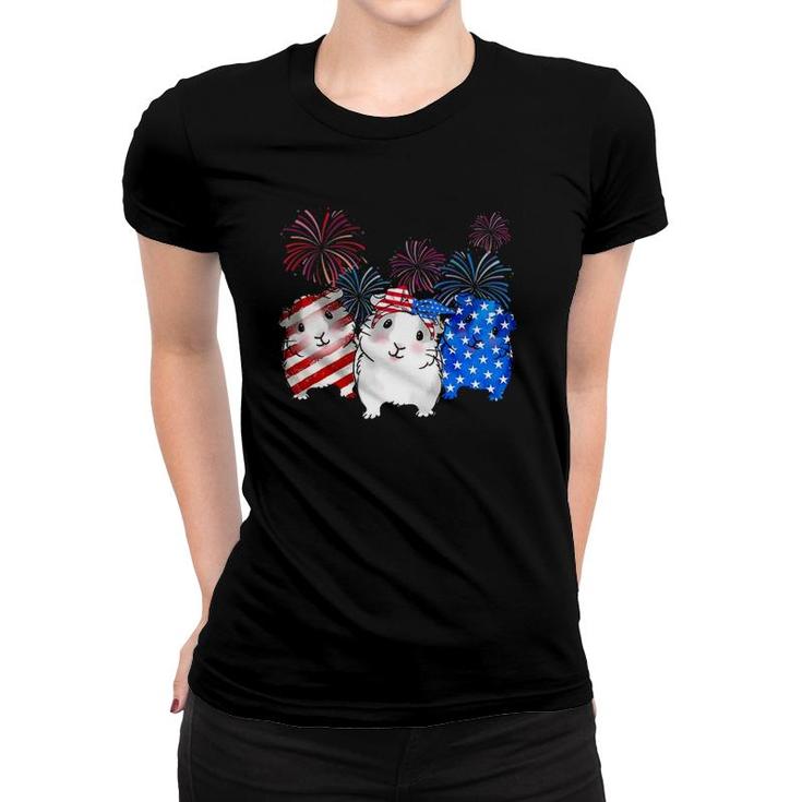 Guinea Pig American Flag 4Th Of July Firework Patriotic Usa Women T-shirt