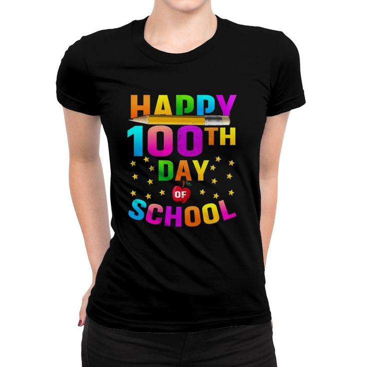 Happy 100 Days Of School Teacher Student 100Th Day Women T-shirt