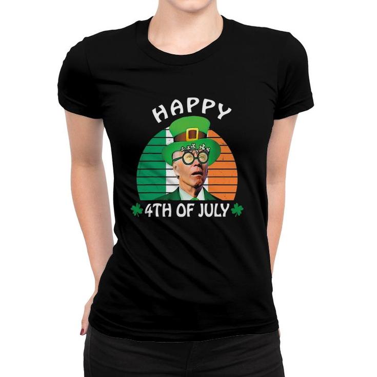 Happy 4Th Of July Joe Biden Leprechaun St Patricks Day Women T-shirt