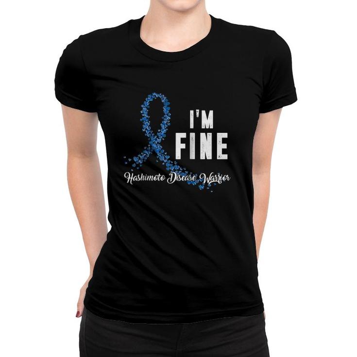 Hashimoto Disease Awareness Warrior Blue Paisley Ribbon Gift Raglan Baseball Tee Women T-shirt