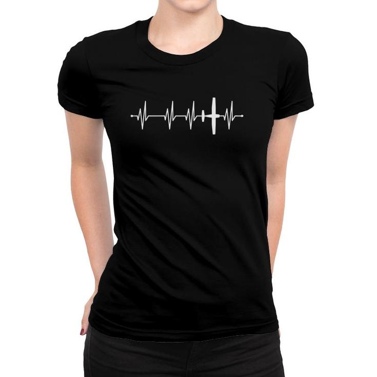 Heartbeat Heart Frequency Ekg Pilot Airplane Flying Men Women Women T-shirt