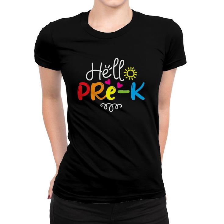 Hello Pre-K  Fun Back To School Teacher Student Gift Women T-shirt