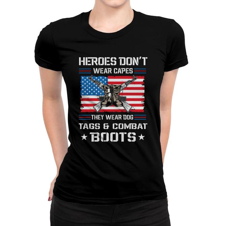 Heroes Dont Wear Capes Veteran 2022 They Wear Dog Women T-shirt