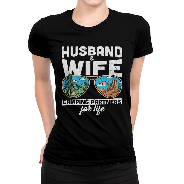 Husband Wife Camping Partners For Life Design New Women T-shirt
