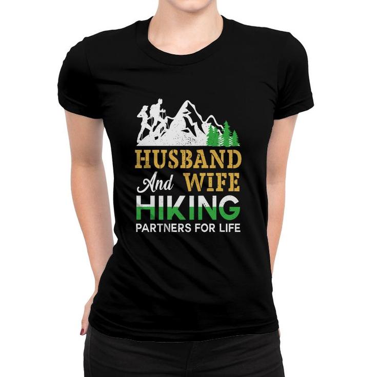 Husband Wife Hiking Partners For Life Explore Travel Lover Women T-shirt