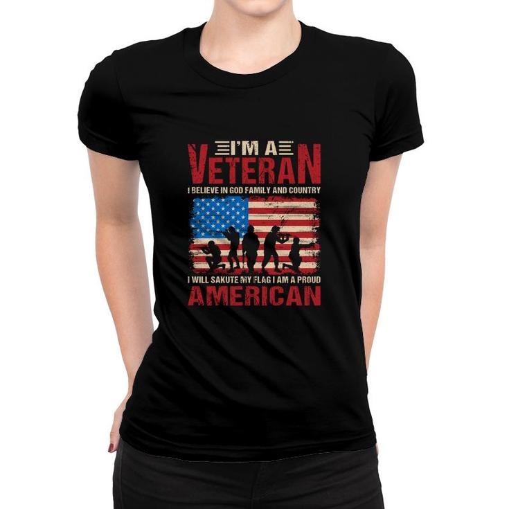 I Am A Veteran 2022 I Believe In God Family And Country Women T-shirt