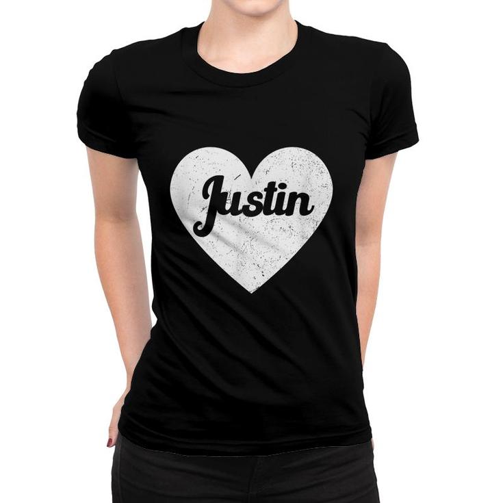 I Heart Justin - First Names And Hearts I Love Justin  Women T-shirt