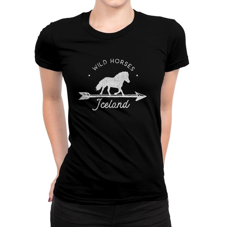 Iceland  Wild Horses Animal Women T-shirt