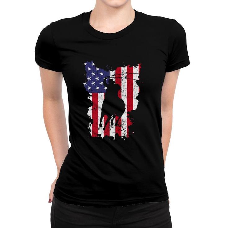 Independence Day Team Roping Horseback Riding July Of 4Th Us Flag Women T-shirt