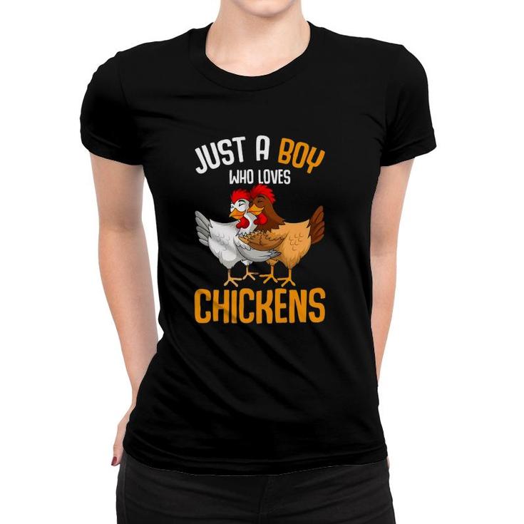 Just A Boy Who Loves Chickens Kids Boys Women T-shirt