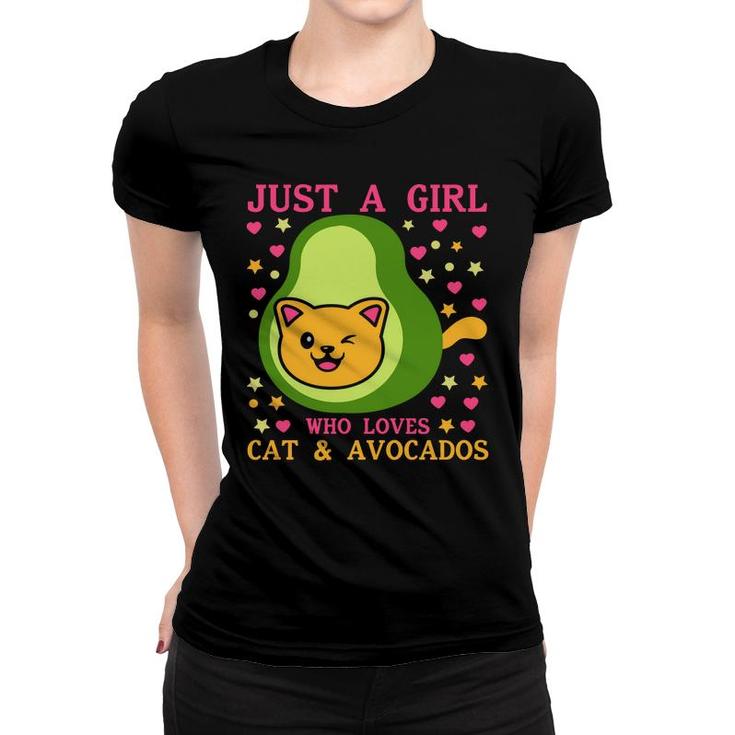 Just A Girl Who Lovers Cat And Avocados Funny Avocado Women T-shirt