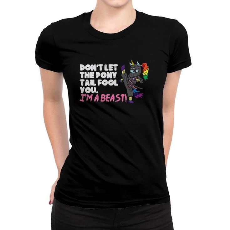 Karate Ninja Unicorn Ponytail Beast Martial Arts Girls Gift Women T-shirt