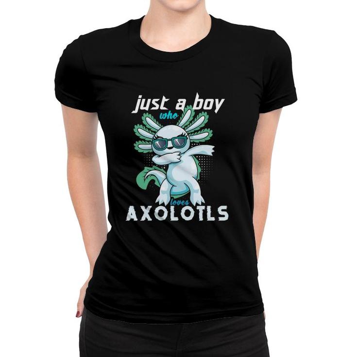 Kawaii Dabbing Just A Boy Who Loves Axolotls Kids & Boys Women T-shirt