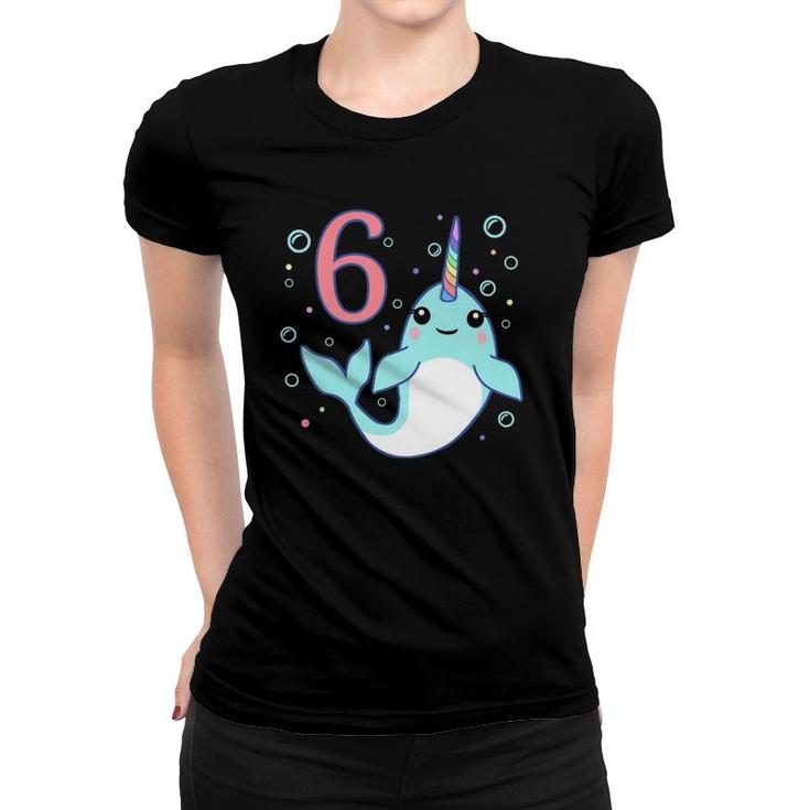 Kids 6 Years Old 6Th Unicorn Narwhal Undersea Birthday Boys Girls Women T-shirt