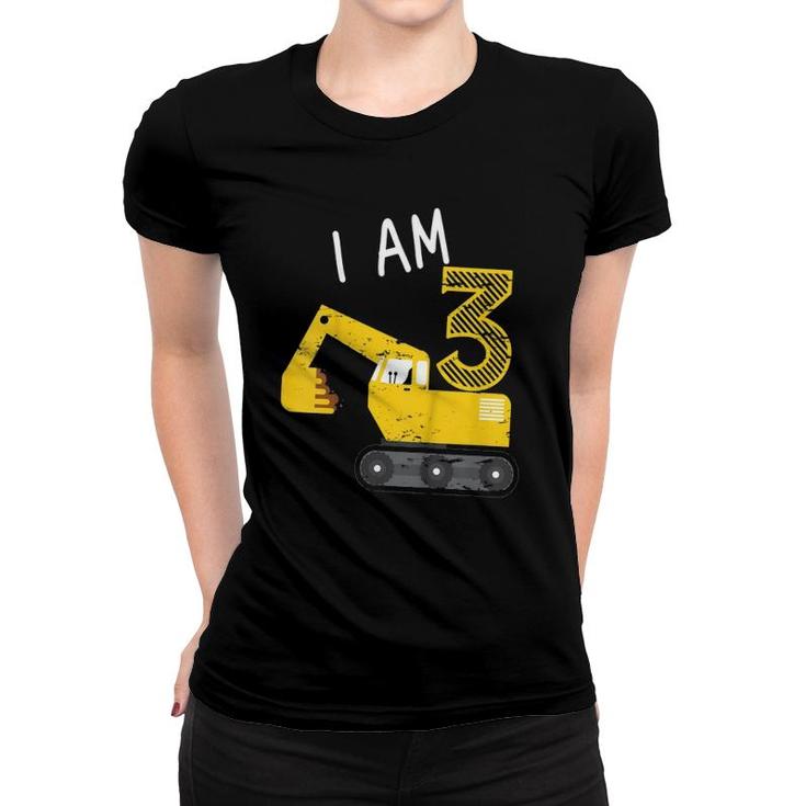 Kids Gift For Boys Construction Party Excavator 3Rd Birthday Women T-shirt