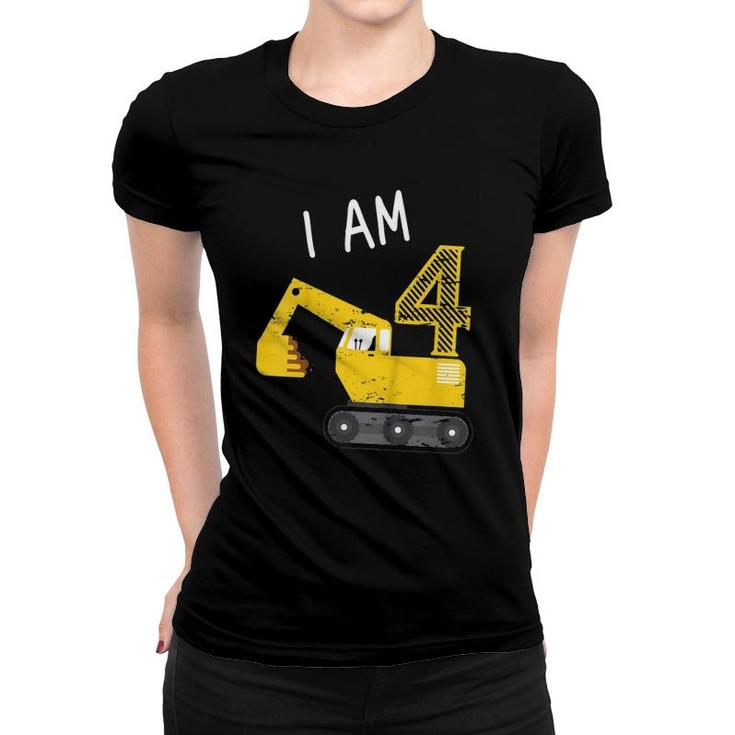 Kids Gift For Boys Construction Party Excavator 4Th Birthday Women T-shirt