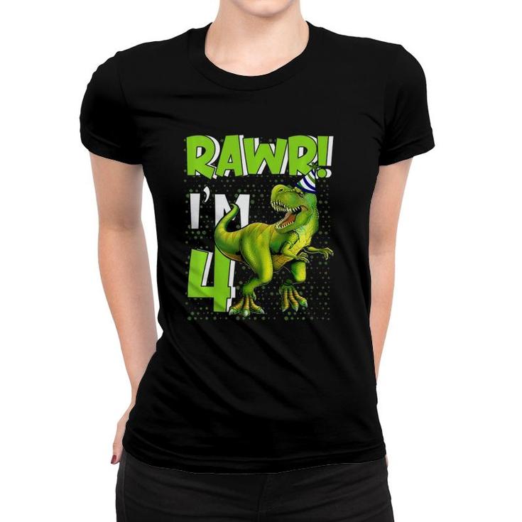 Kids Rawr Im 4Rex Dinosaur 4 Years Old Gift For Boys Kids Women T-shirt