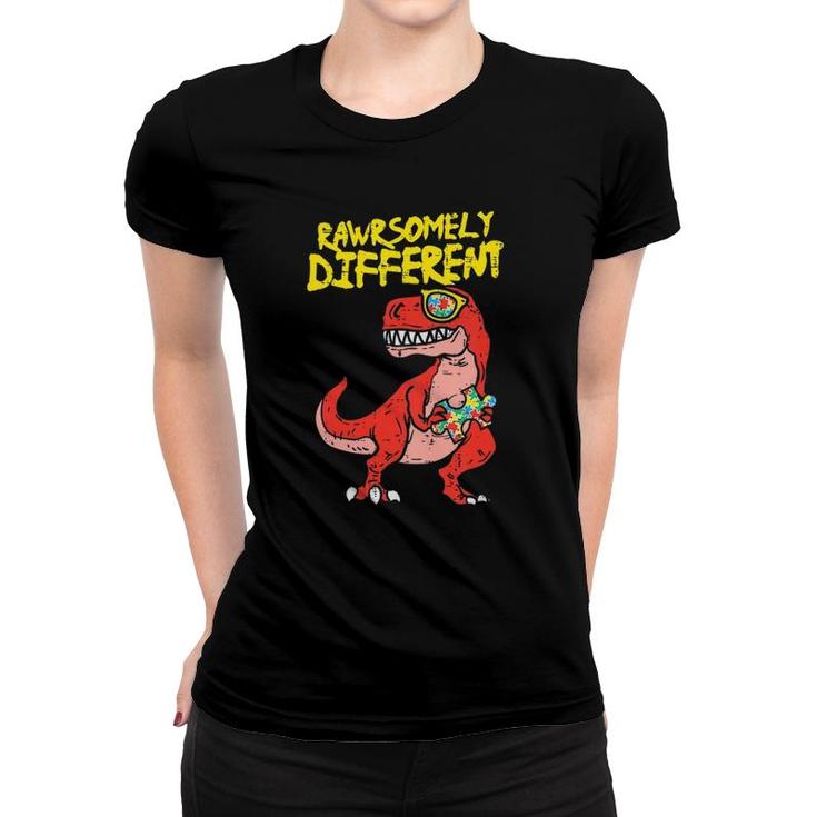 Kids Rawrsomely Different Trex Dino Boys Autism Awareness Kids Women T-shirt