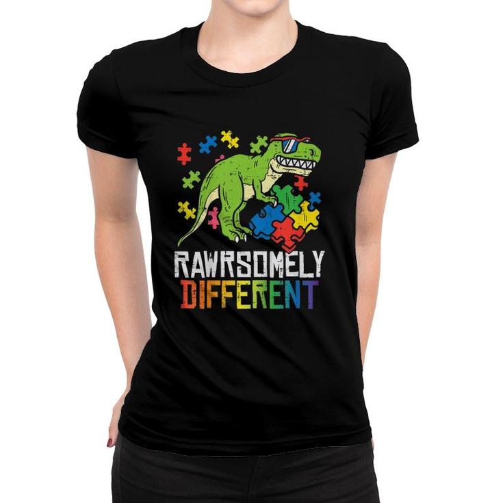 Kids Rawrsomely Different Trex Puzzle Boys Autism Awareness Boys Women T-shirt