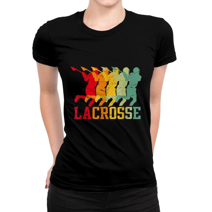Lacrosse Vintage Retro Lacrosse Stick Sun Gift  Women T-shirt