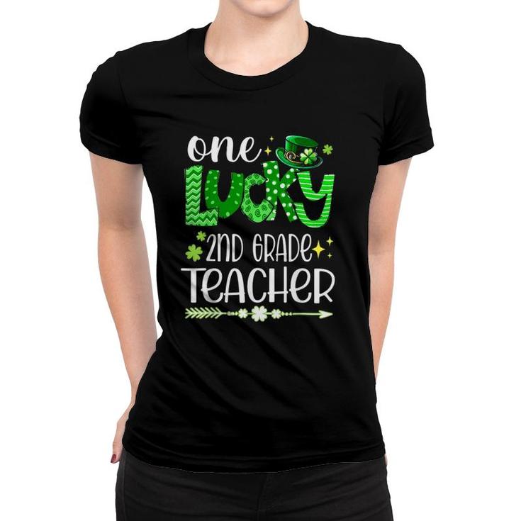 Leopard Shamrock One Lucky 2Nd Grade Teacher St Patricks Day Women T-shirt