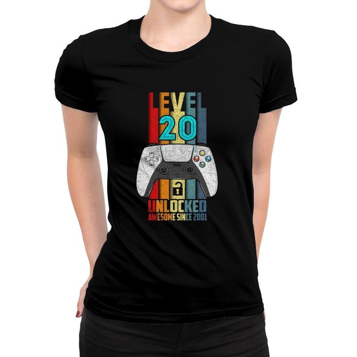 Level 20 Unlocked 20Th Birthday Awesome 2001 20 Years Old Women T-shirt