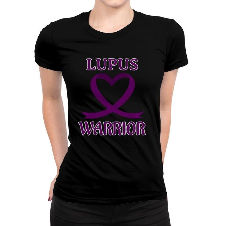 Lupus Warrior Purple Heart Ribbon Awareness  Women T-shirt