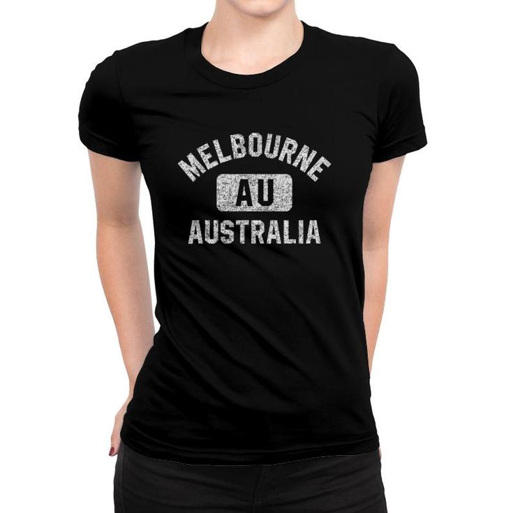 Melbourne Australia Gym Style Distressed White Print Women T-shirt